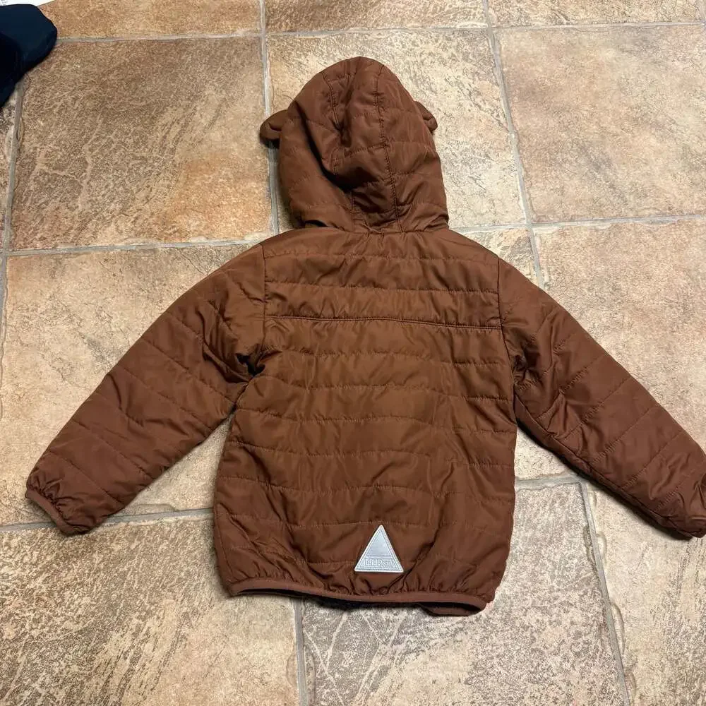 L.L.Bean Toddler Size 3T Brown Hooded Fleece-Lined Puffer Jacket